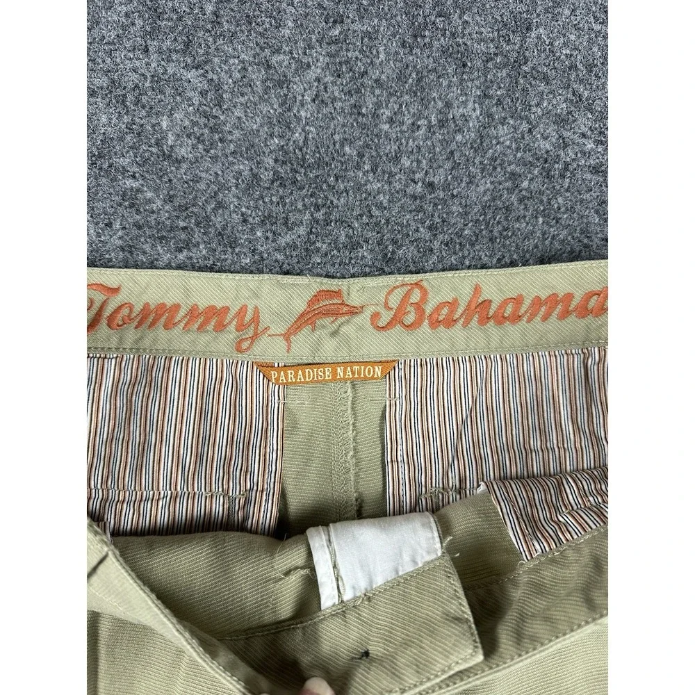 Tommy Bahama Paradise Nation Shorts Mens 33 Khaki Tan Tencel Cotton Flat Front